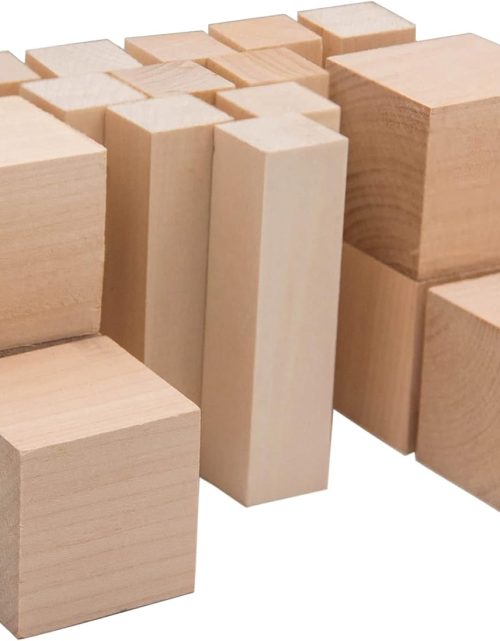 BeaverCraft Basswood Carving Blocks BW18 pcs Whittling Wood for Crafts - Soft Carving Wood - Basswood Kit 2 Different Sizes - Unfinished Wooden Blocks for Carvers
