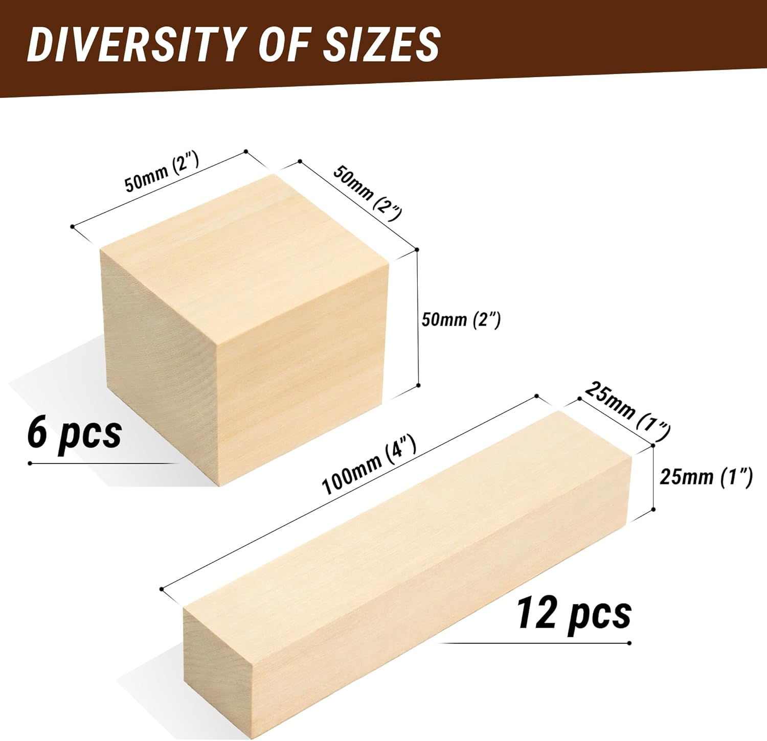 BeaverCraft Basswood Carving Blocks BW18 pcs Whittling Wood for Crafts - Soft Carving Wood - Basswood Kit 2 Different Sizes - Unfinished Wooden Blocks for Carvers - Image 3
