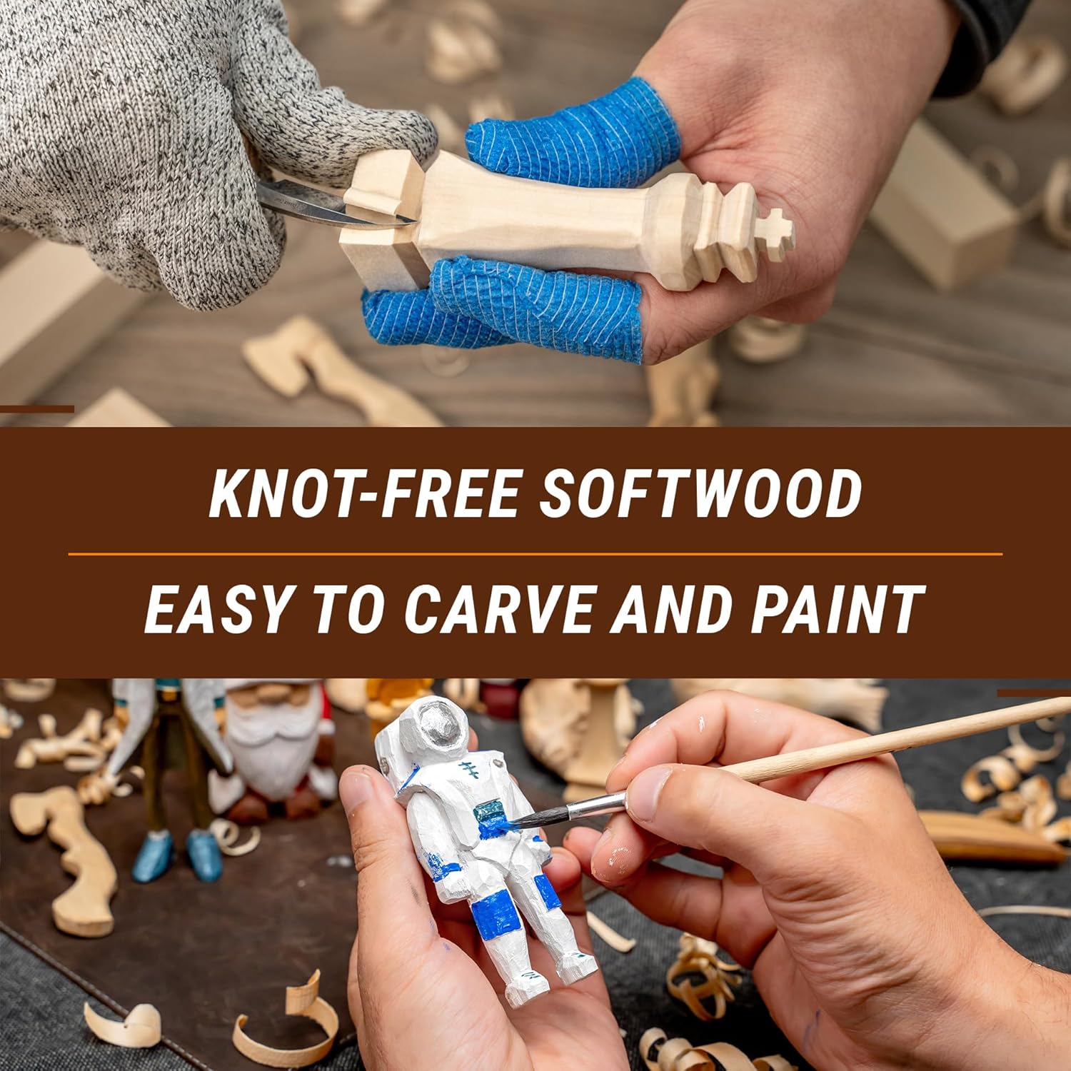 BeaverCraft Basswood Carving Blocks BW18 pcs Whittling Wood for Crafts - Soft Carving Wood - Basswood Kit 2 Different Sizes - Unfinished Wooden Blocks for Carvers - Image 5