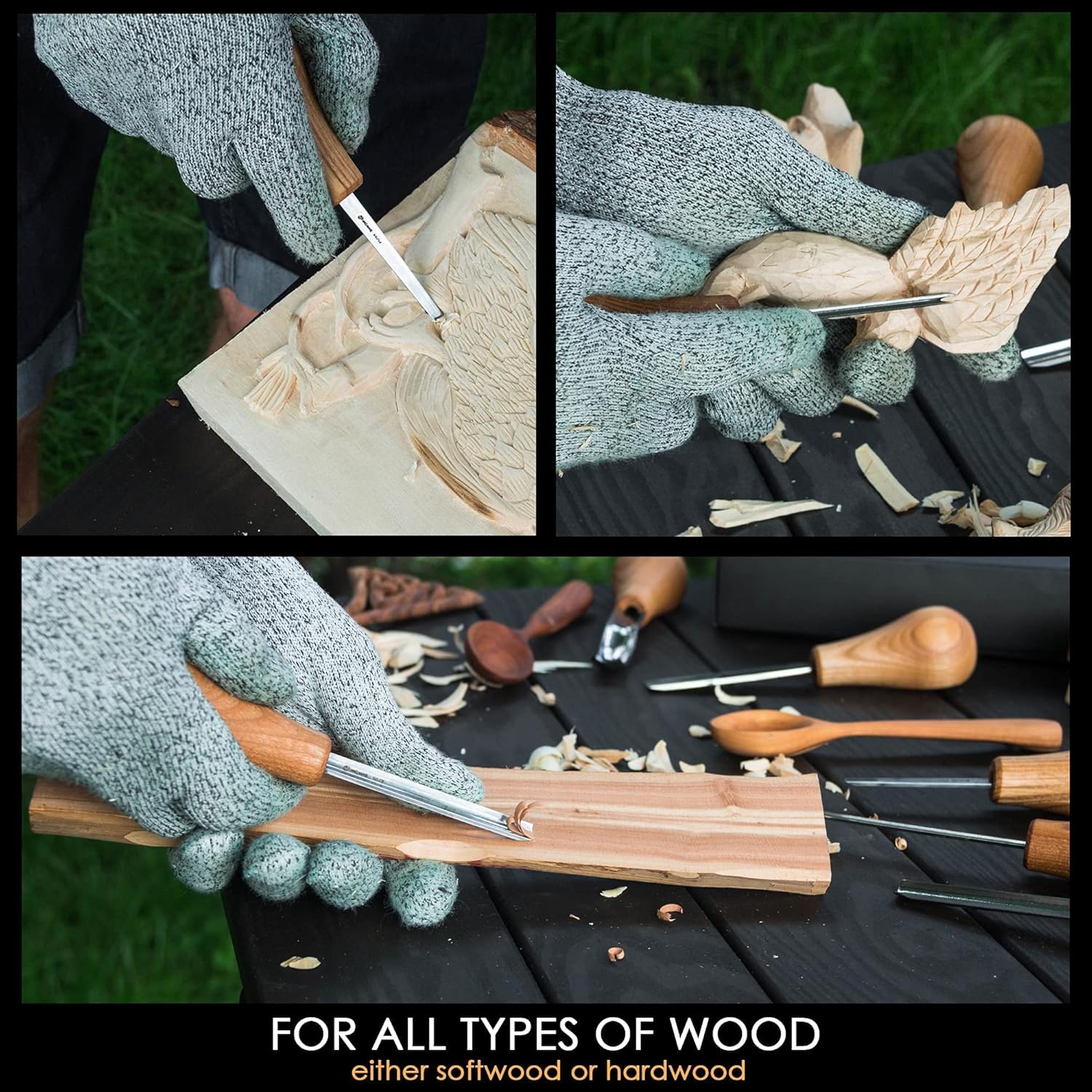 BeaverCraft Wood Carving Tools SC05 Wood Carving Kit Wood Carving Set Wood Carving Knife Woodcarving Tools Wood Carving Palm Gouges Wood Chisels Carving Tools Woodworking Kit Carving Knife Woodworking - Image 6