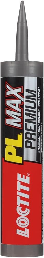 Loctite PL Premium Max Construction Adhesive, Versatile Construction Glue for Wood, Concrete, Stone & More - 9 fl oz Cartridge, Pack of 1