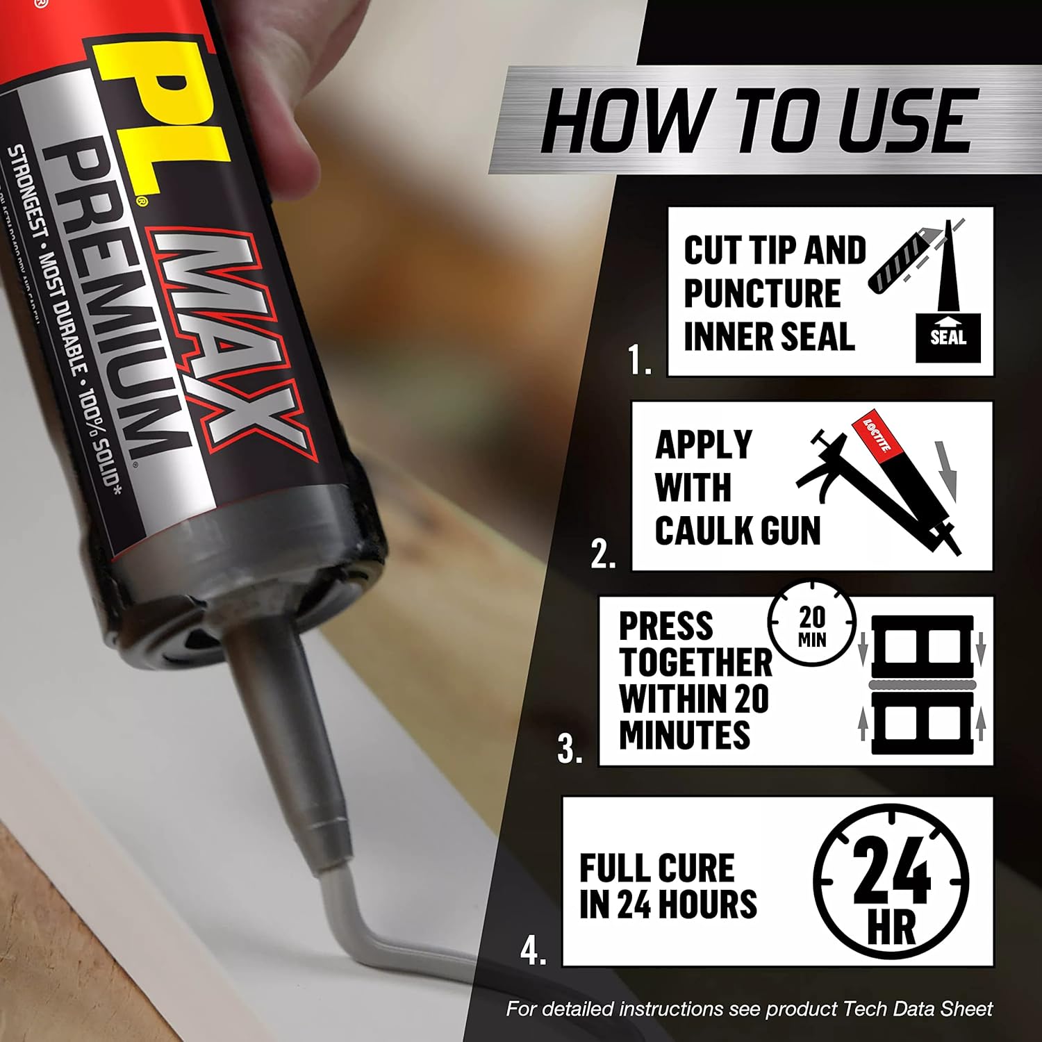 Loctite PL Premium Max Construction Adhesive, Versatile Construction Glue for Wood, Concrete, Stone & More - 9 fl oz Cartridge, Pack of 1 - Image 2